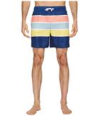 Original Penguin - Color Block Stripe Elastic Volley Stretch Swim Shorts