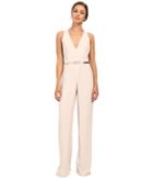 Halston Heritage - Sleeveless Halter Neck Jumpsuit With Overlay