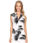 Vince Camuto - Sleeveless Palm Silhouette Pleat V-neck Top