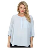Nydj Plus Size - Plus Size Solid 3/4 Sleeve Pleat Back