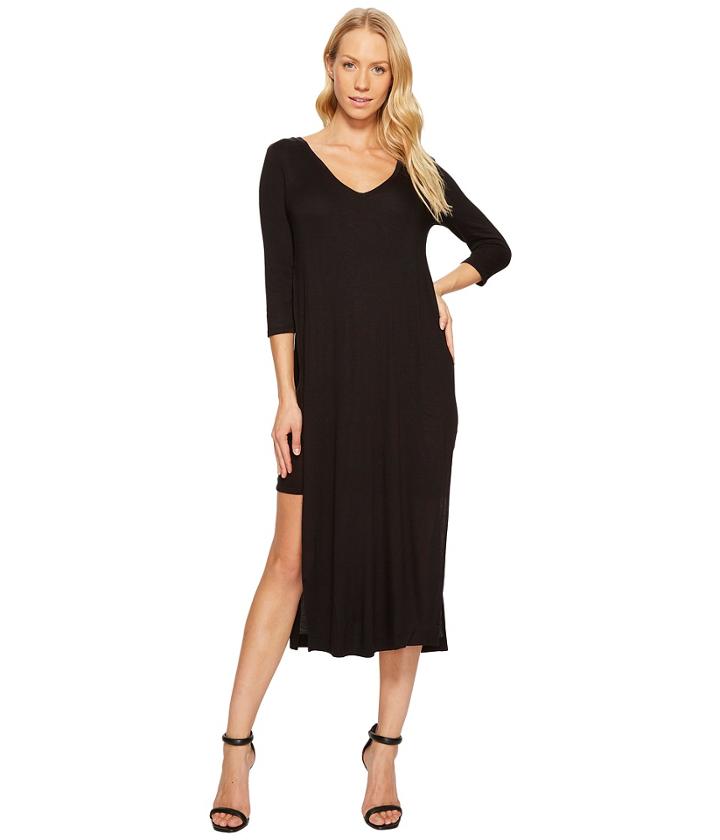 Three Dots - Double V Hi Low Slit Dress