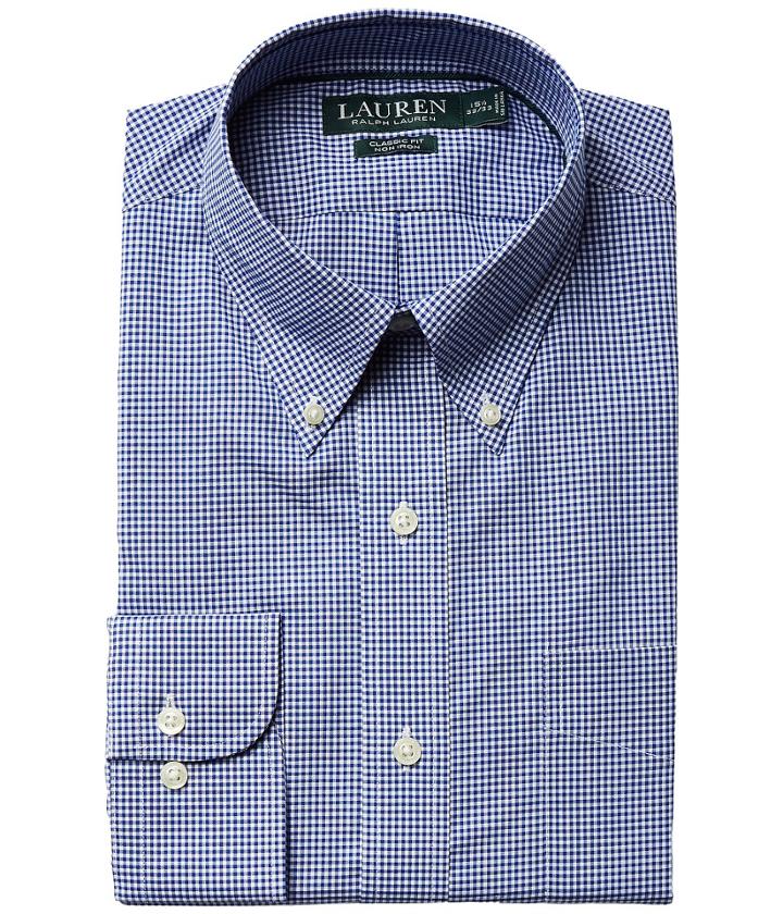 Lauren Ralph Lauren - Classic Fit Non Iron Gingham Plaid Button Down Collar Dress Shirt