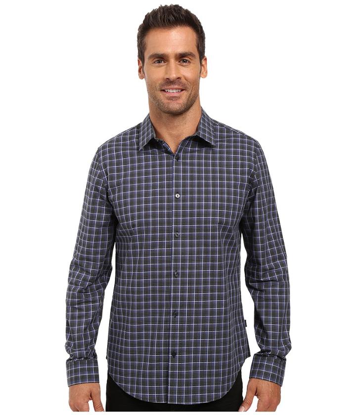 Calvin Klein - Long Sleeve Yarn-dye Poplin Twill Check Woven Shirt