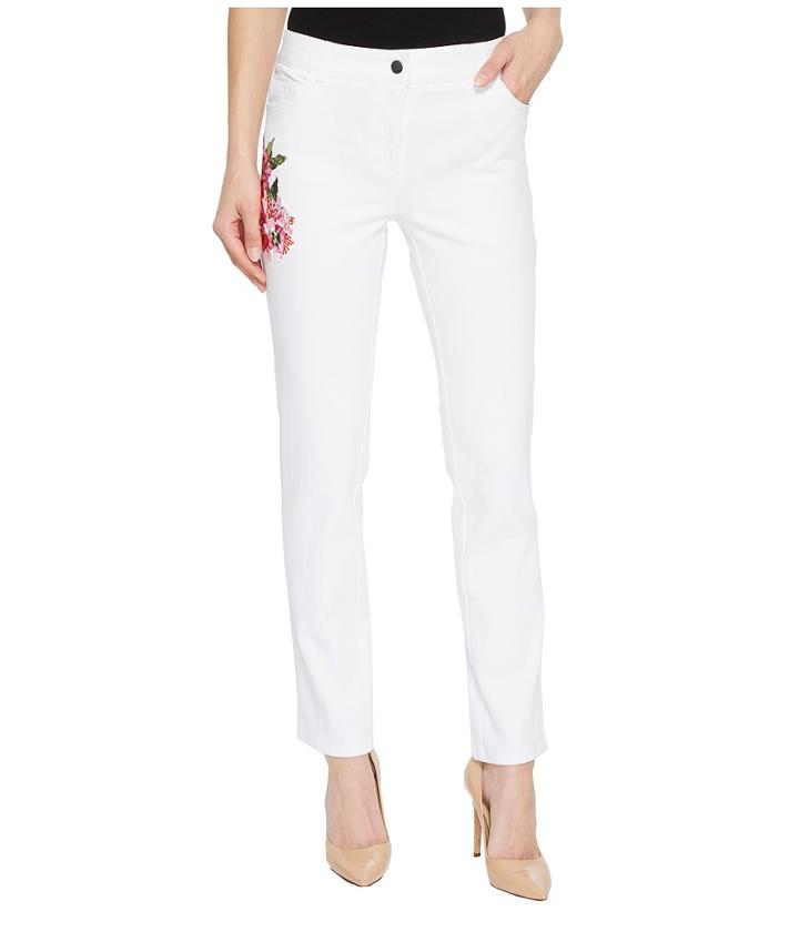 Elliott Lauren - Five-pocket Jeans With Floral Embroidery In White