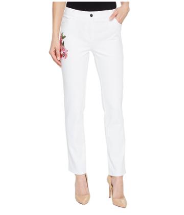 Elliott Lauren - Five-pocket Jeans With Floral Embroidery In White