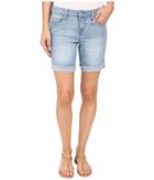 Liverpool - Corine Rolled Denim Shorts With Fringe Hem In Belmont Beach Blue