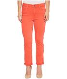 Liverpool - Petite Cami Rolled-cuff Distress Crop In Vintage Slub Stretch Twill In Bittersweet Coral
