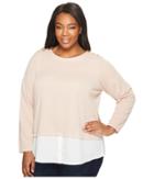 Calvin Klein Plus - Plus Size Textured Twofer Top With Buttons