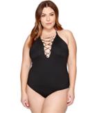 La Blanca - Plus Size Wild Safari Lace-up Hi-neck Mio