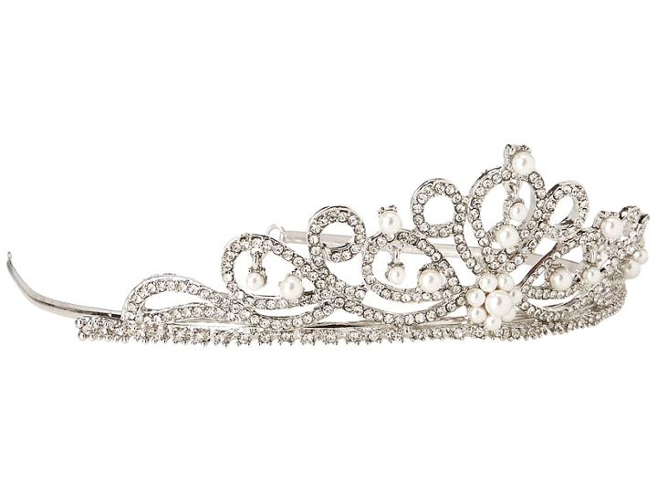 Nina - Scrolling Pave Pearl Tiara