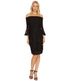 Adrianna Papell - Off The Shoulder Lace Sheath Dress With Flared Sleeve
