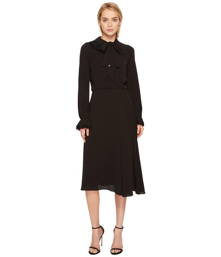 Zac Posen - Crepe Embroidery Long Sleeve Dress