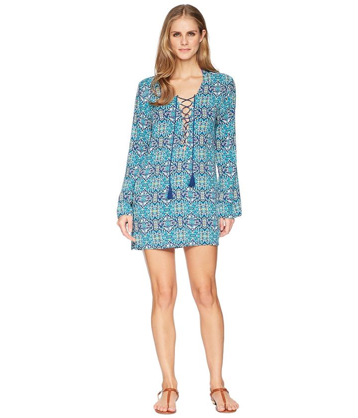 La Blanca - Tuvalu Lace-up Front Tunic Cover-up