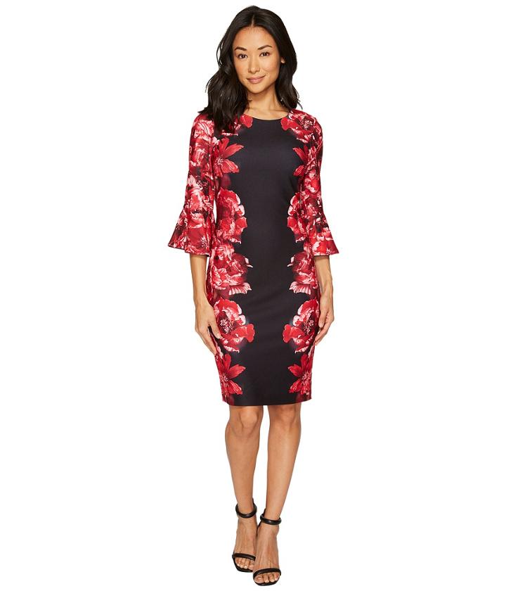Calvin Klein - Print Scuba Crepe Sleeve Dress