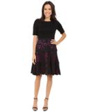 Nue By Shani - Knit Bodice Dress W/ Laser Cutting Fit And Flare Skirt
