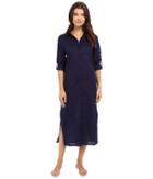 Yummie By Heather Thomson - Cotton Voile Mandarin Button Down Dress W/ Side Vents