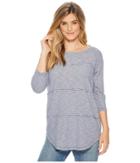 Mod-o-doc - Micro Stripe 3/4 Sleeve Raw Edge Seamed T-shirt