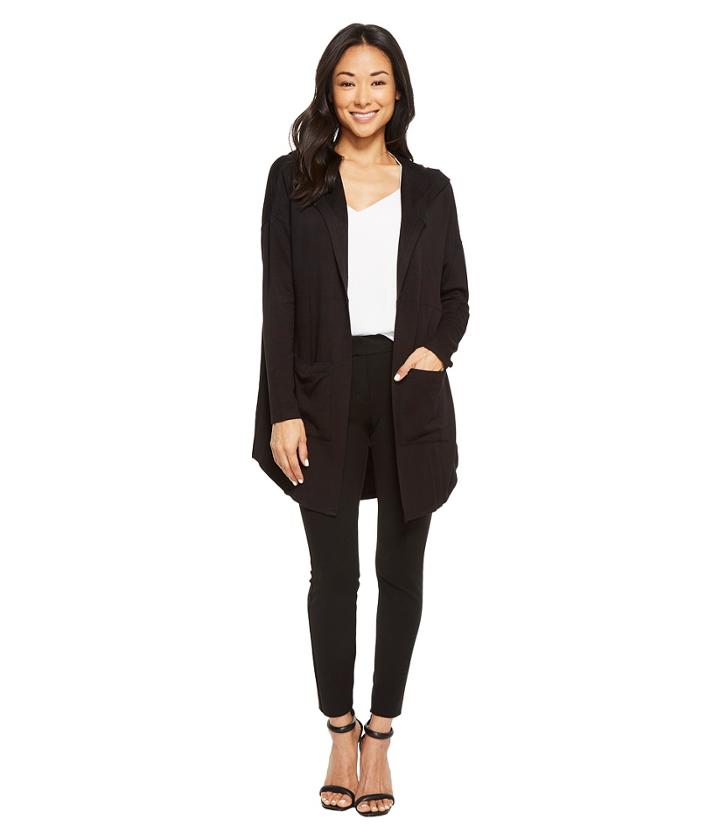 American Rose - Audrey Pocketed Fleece Cardigan With Hood