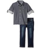 Hudson Kids - Two-piece Striped French Terry Shirt Indigo Knit Denim Pants