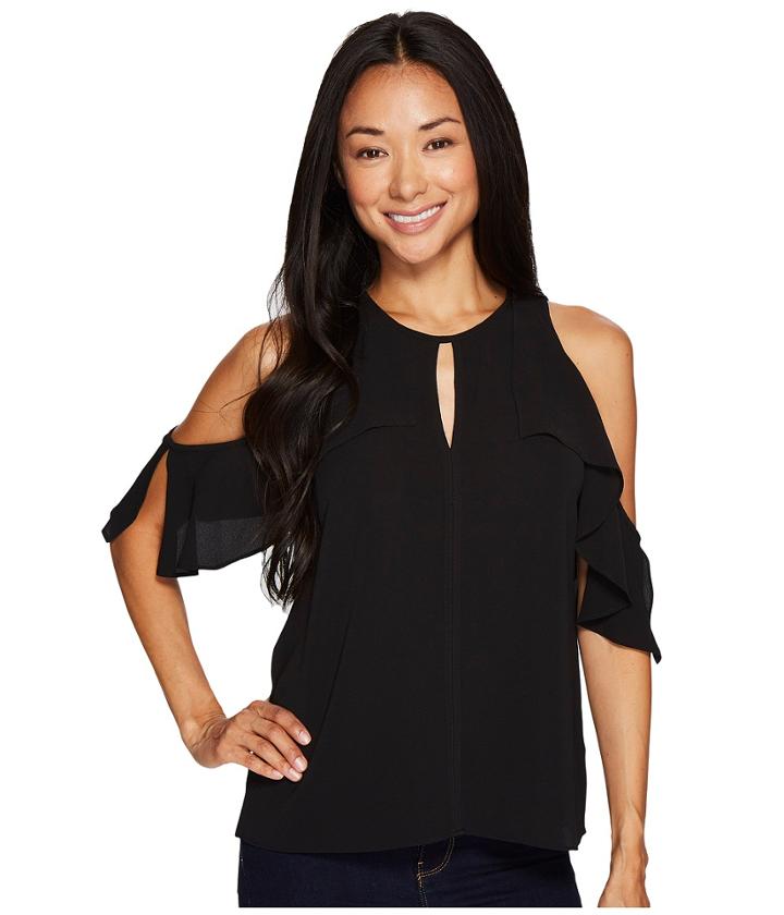 Vince Camuto Specialty Size - Petite Flutter Sleeve Cold-shoulder Blouse