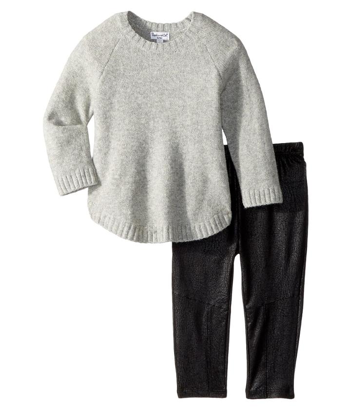 Splendid Littles - Poncho Sweater And Pleather Leggings Set