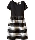 Us Angels - Short Sleeve Cut Out Scuba W/ Novelty Stripe Skirt