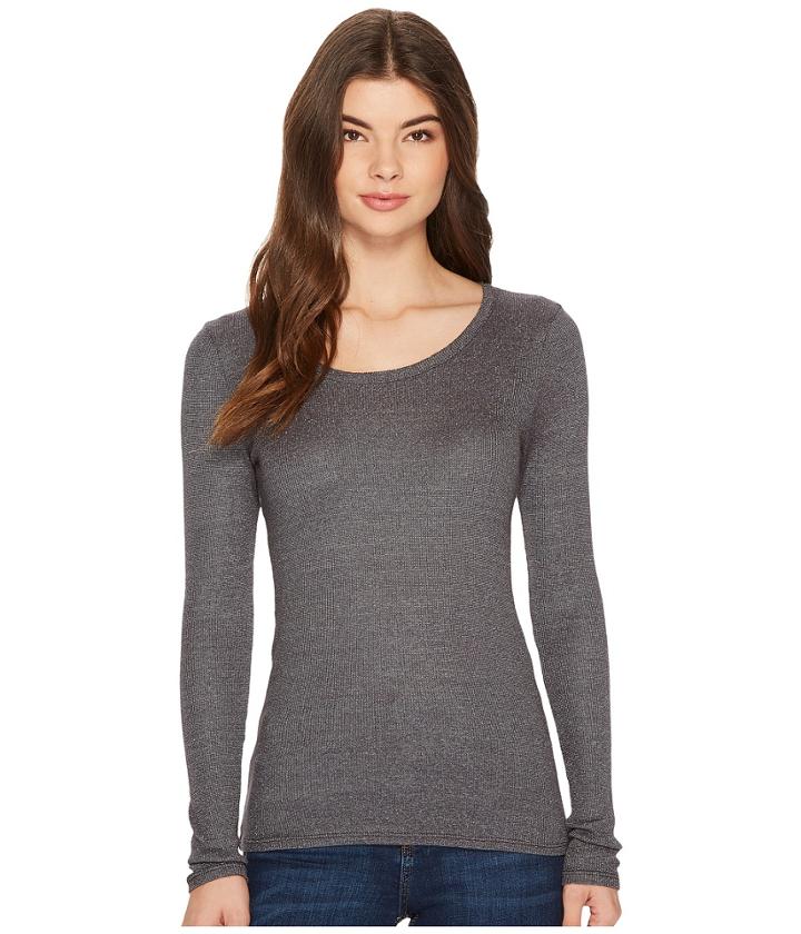 Michael Stars - 2x1 Shine Rib Long Sleeve Scoop Neck Top