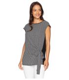 Vince Camuto - Short Sleeve Mix Media Cabana Texture Tie Front Blouse