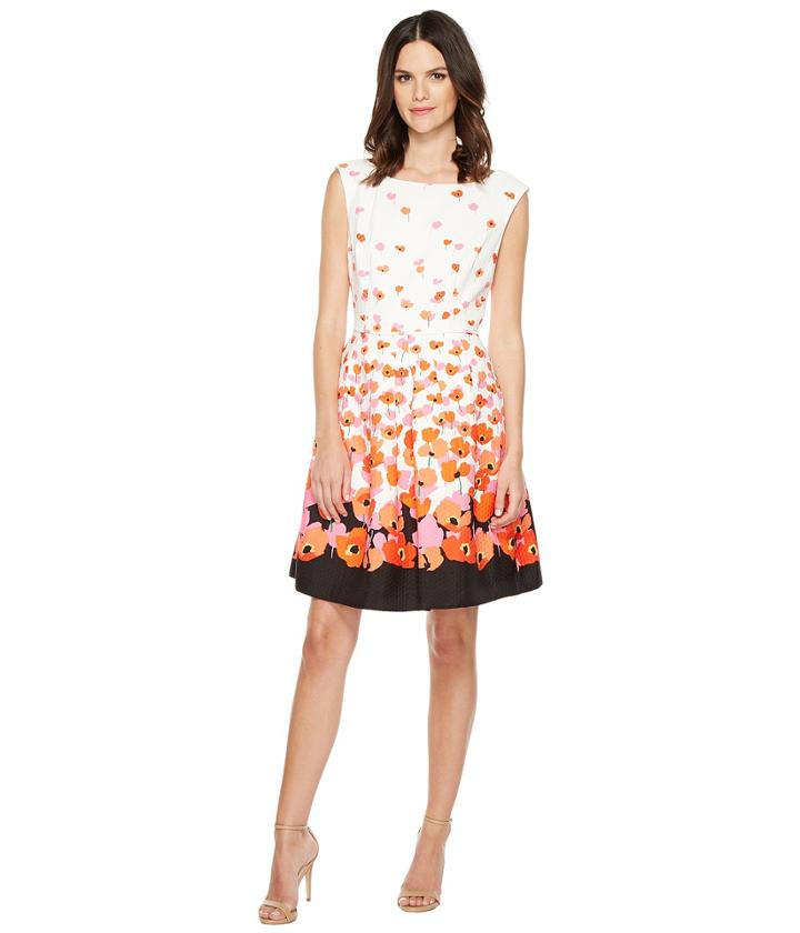 Tahari By Asl - Floral Jacquard Fit Flare Dress