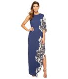 Halston Heritage - One Sleeve Boat Neck Printed Gown