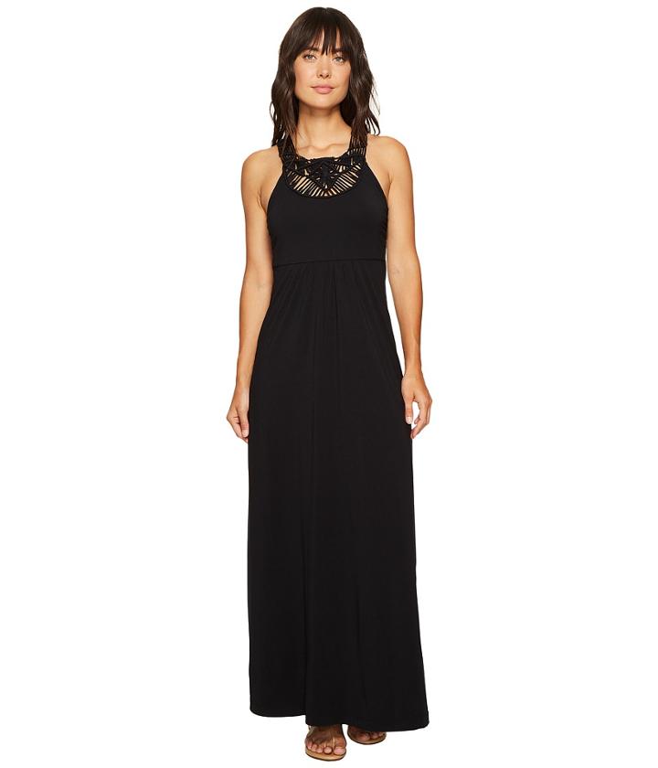 Mod-o-doc - Cotton Modal Spandex Jersey Crochet Bib Tank Maxi Dress