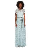 Ml Monique Lhuillier - Short Sleeve Long Lace Maxi Dress