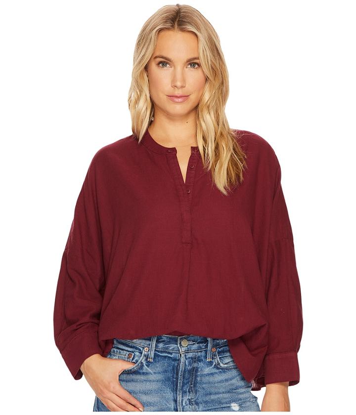 Heather - Drew Twill Voile Mandarin Collar Top