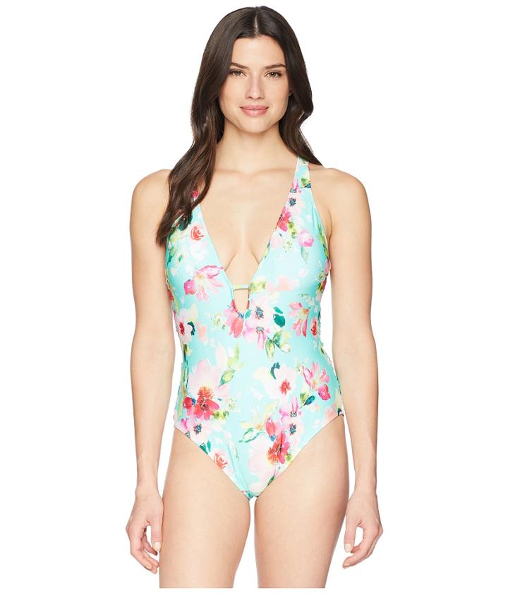 Athena - Hidden Garden Twist Front Plunge Maillot One-piece