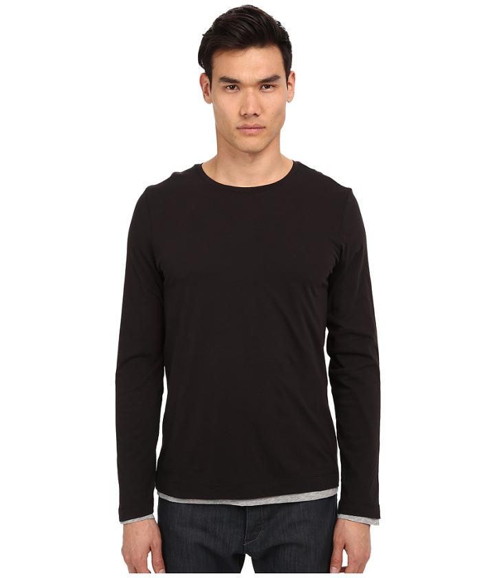 Vince - Pima Long Sleeve Double Layer Crew Neck T-shirt