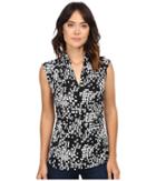Vince Camuto - Sleeveless Dotted Cityscape Pleat V-neck Top