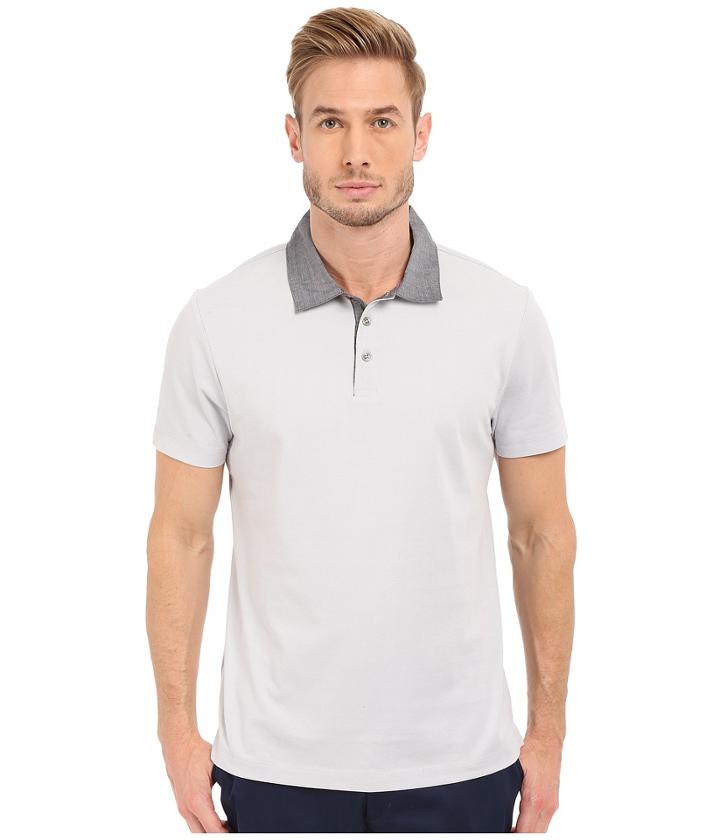 Perry Ellis - Pique Polo With Woven Collar