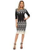 Christin Michaels - Elodey Chevron Border Bodycon Midi Dress