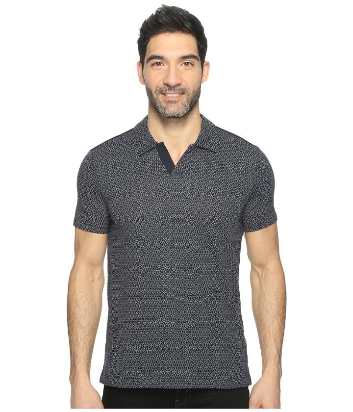 Perry Ellis - Travel Luxe Jacquard Open Collar Polo Shirt