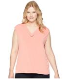 Calvin Klein Plus - Plus Size Sleeveless V-neck Top W/ Pearl Detail