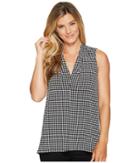 Vince Camuto - Sleeveless Petite Houndstooth Center Front Seam V-neck Top