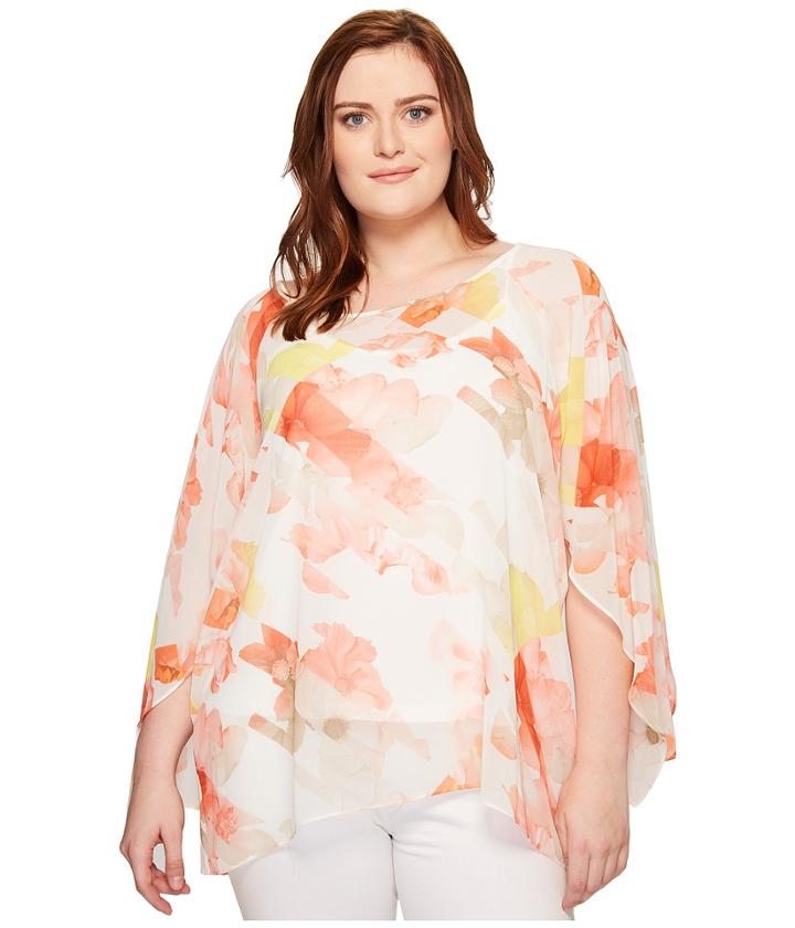 Calvin Klein Plus - Plus Size Printed Slit Sleeve Blouse