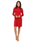 Adrianna Papell - Turtleneck Long Sleeve Solid Pleat Dress