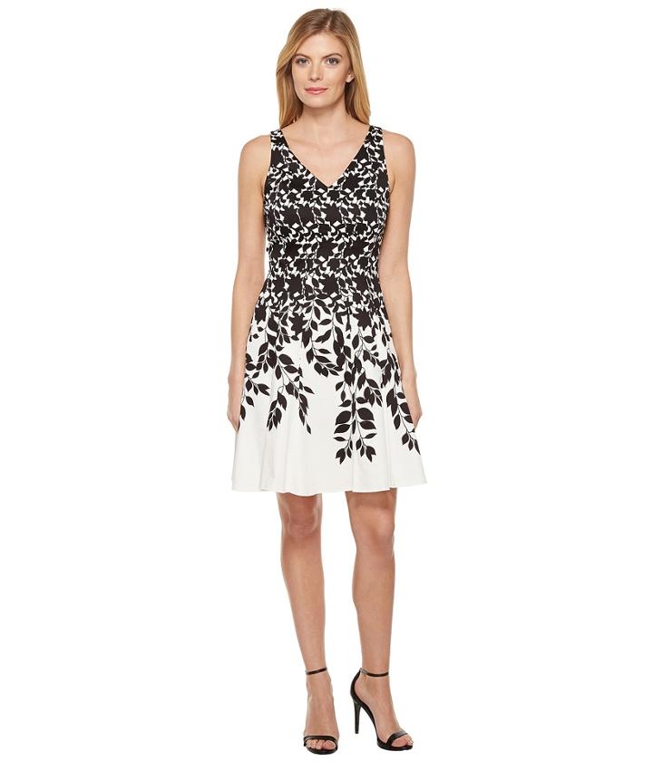 Maggy London - Lace Leaf Border Fit And Flare Dress