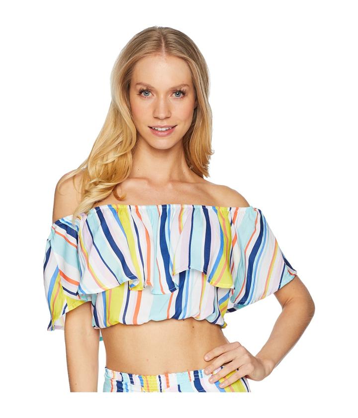Nanette Lepore - Amalfi Coast Off The Shoulder Crop Top