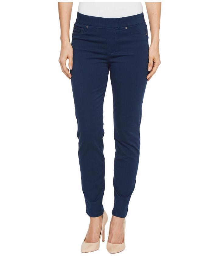Liverpool - Chloe Ankle Pull-on Leggings In Stretch Peached Satin In Dress Blues