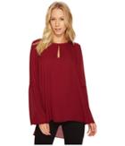 Cece - Bell Sleeve Lightweight Crepe Keyhole Tunic