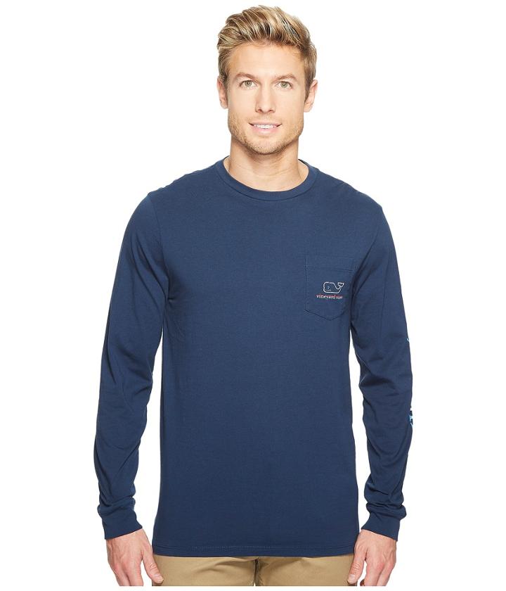 Vineyard Vines - Long Sleeve Red White Blue Pocket Tee