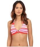 Lauren By Ralph Lauren - Marina Stripe Ring Front Halter W/ Removable Cup Top