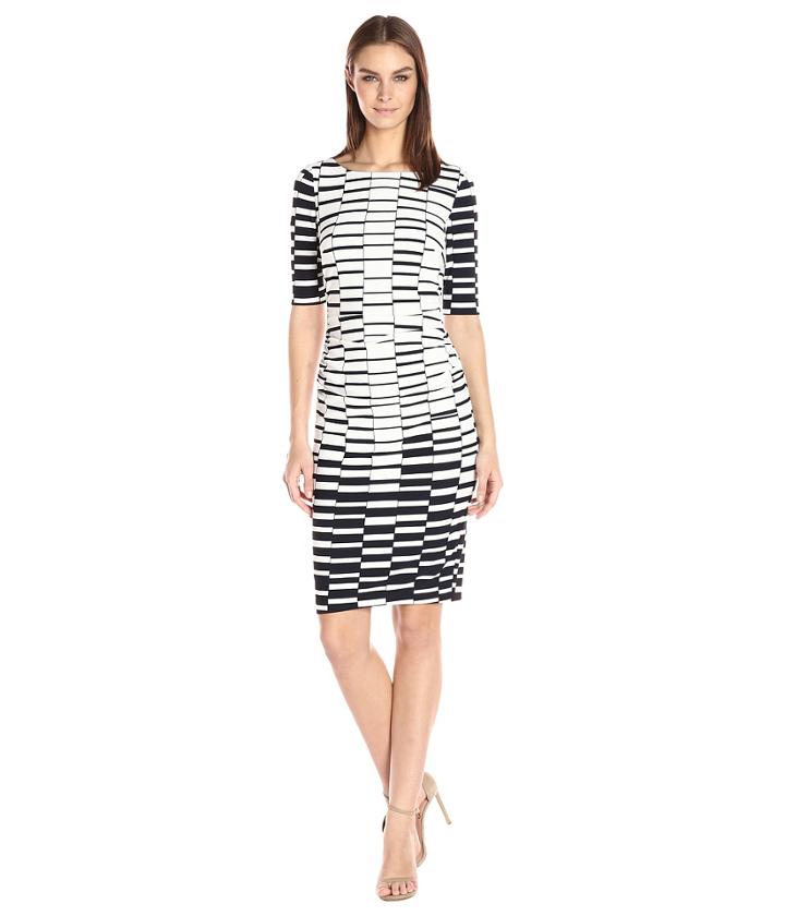 Vince Camuto - Printed Knit Bodycon Dress With Ruching